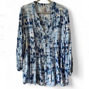 Melissa McCarthy Seven7 Women’s Tunic Top Sz 1X Pintuck Artsy Cottagecore Boho